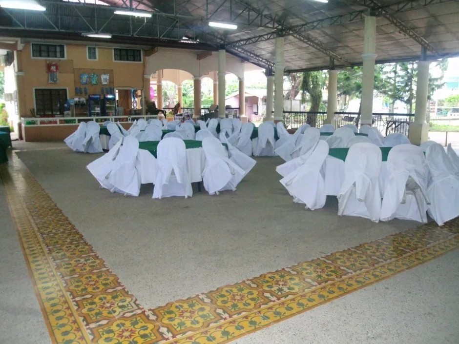 Open pavilion prepared for a group